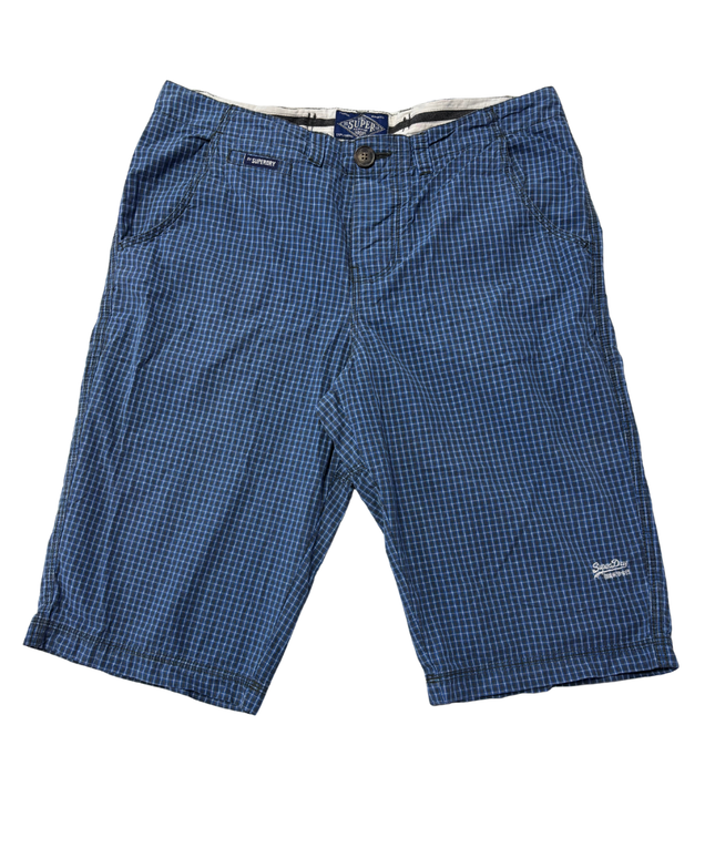 Superdry Blue Checkered Grid Pattern Shorts
