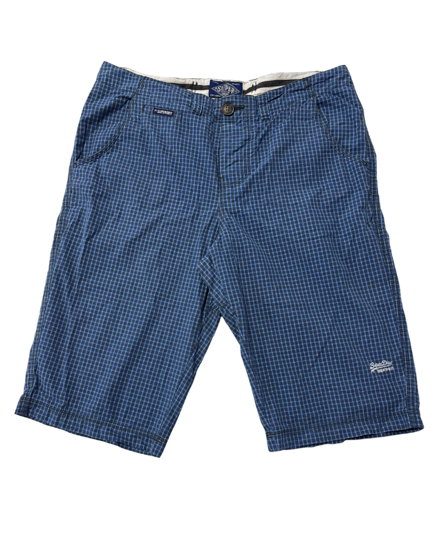 Superdry Blue Checkered Grid Pattern Shorts