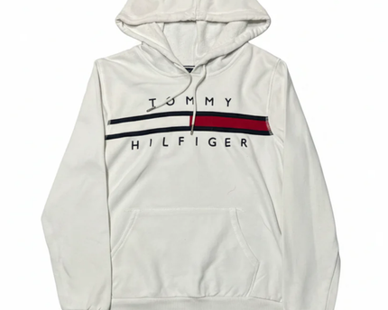 Tommy Hilfiger White Graphic Logo Pullover Hoodie