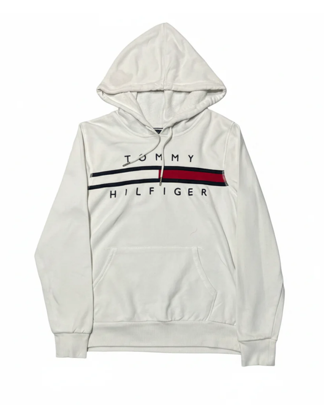 Tommy Hilfiger White Graphic Logo Pullover Hoodie