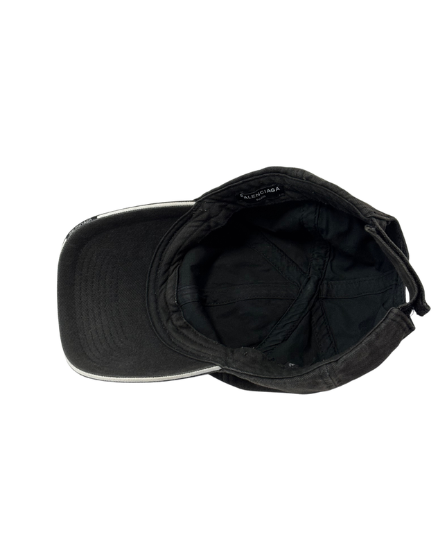Balenciaga Black Europa! Embroidered Faded Denim Cap