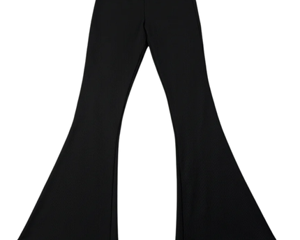 olé by Koton Black Ribbed Flare Leg Pants