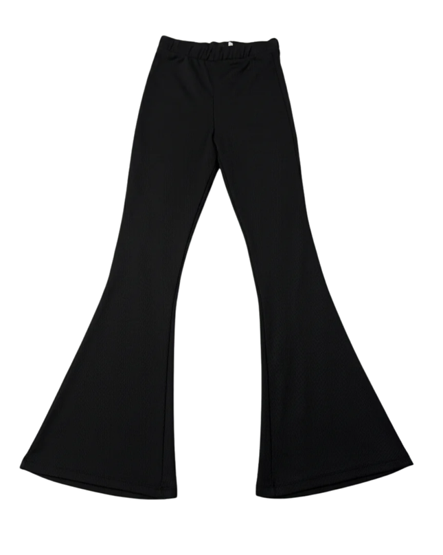 olé by Koton Black Ribbed Flare Leg Pants