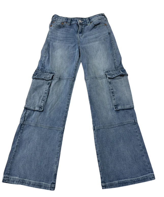 True Religion Light Blue Cargo Wide Leg Jeans