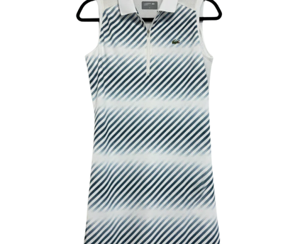Lacoste White/Blue striped Sleeveless Polo Sport Dress
