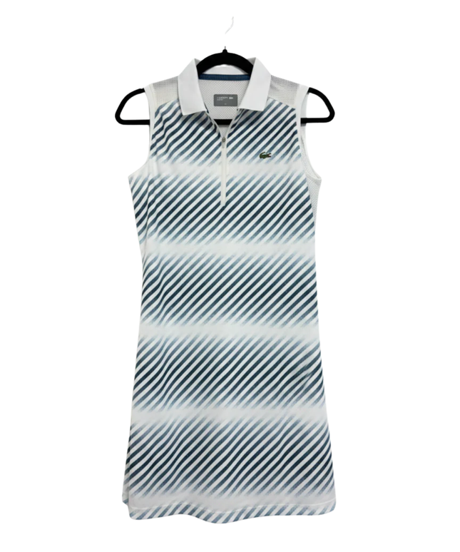 Lacoste White/Blue striped Sleeveless Polo Sport Dress