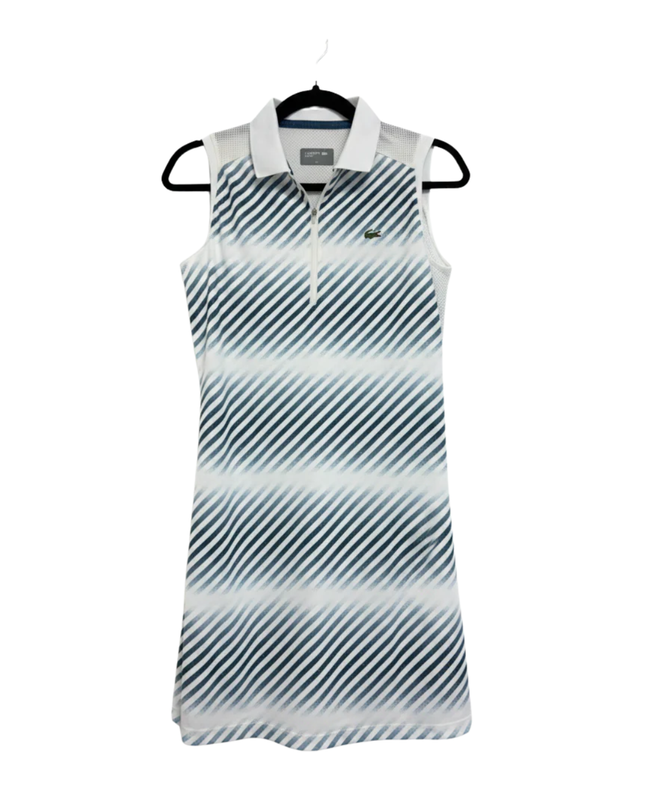 Lacoste White/Blue striped Sleeveless Polo Sport Dress