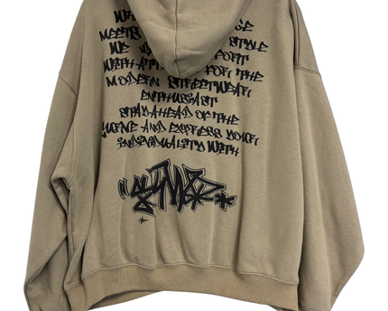 STWD Beige Oversized Graffiti Graphic Hoodie