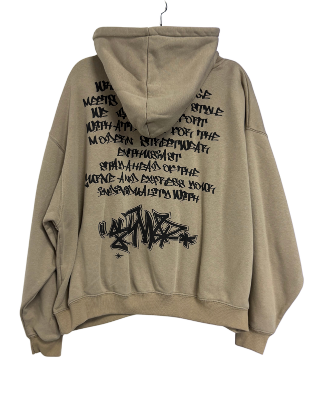 STWD Beige Oversized Graffiti Graphic Hoodie