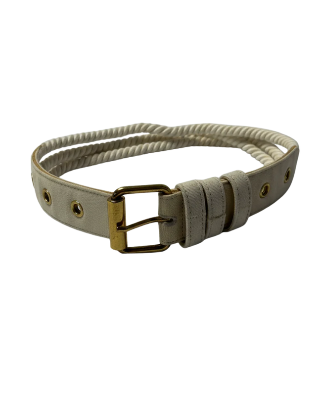Nautical Off White Rope and Canvas Belt