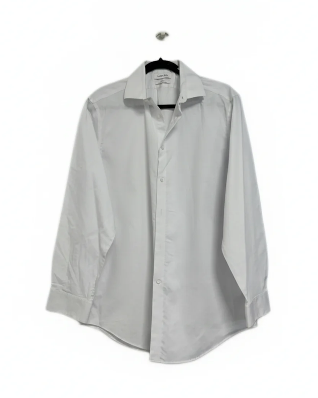 Calvin Klein White Slim Fit Herringbone Dress Shirt
