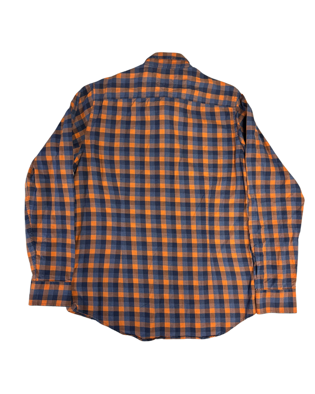 Tommy Hilfiger Orange/Blue Checkered Slim Fit Button-Down Shirt
