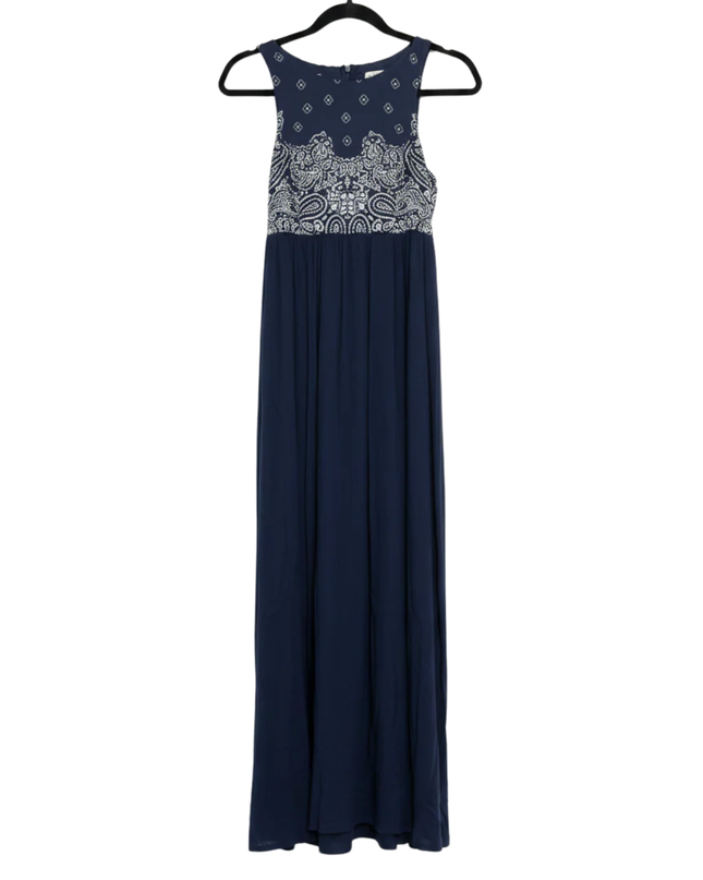 MADE for impulse Navy Blue Bandana Print Maxi Dress