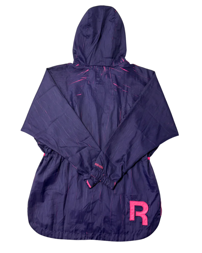 Reebok Purple Hooded with Neon Pink Accents Windbreaker Jacket