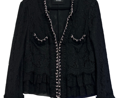 Dolce & Gabbana Black Floral Lace Ruffle Jacket