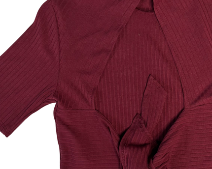 Forever 21 Maroon Ribbed Mock Neck Crop Top