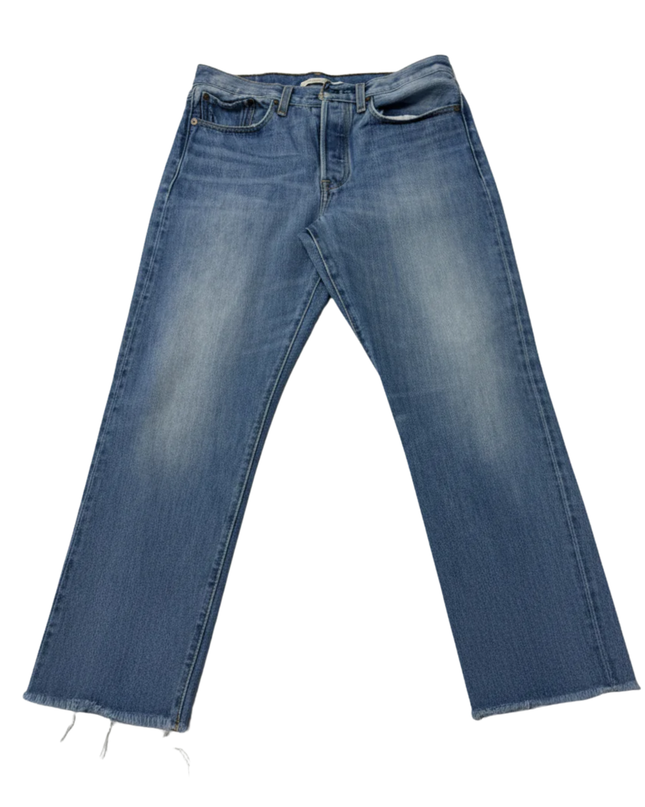 Levi's Blue Wedgie Straight Raw Hem Jeans