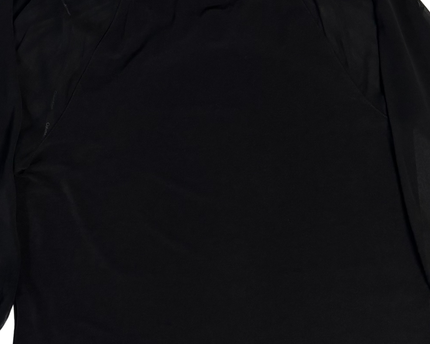 Calvin Klein Black Gathered Neckline Blouse with Sheer Sleeves