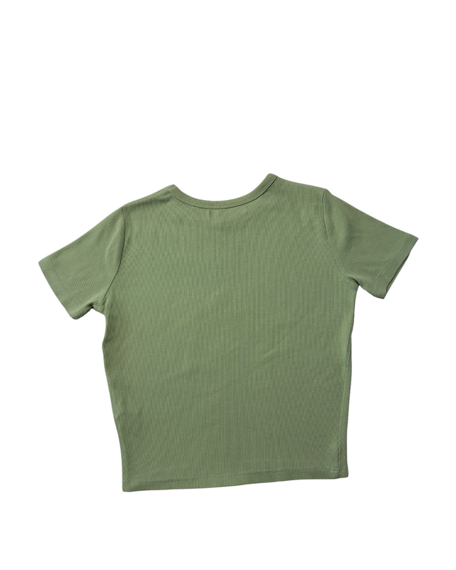 Pull & Bear Green Ribbed Short Sleeve Crop Top
