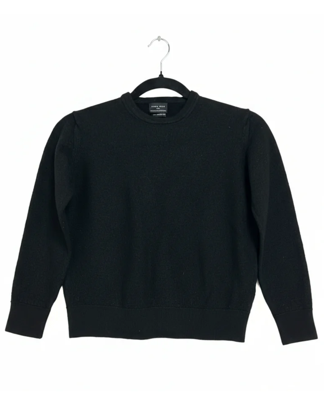Zara Man Black Extrafine Wool Crewneck Sweater