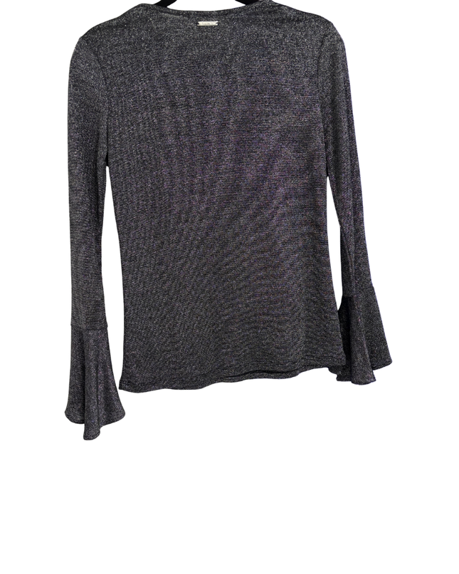 Michael Kors Black Metallic Shimmer Bell Sleeve Top