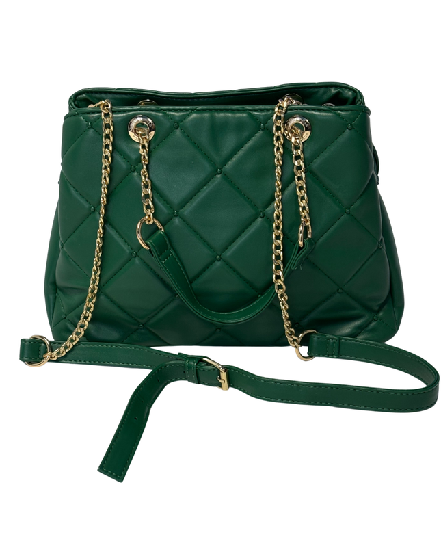 Beverly Hills Polo Club Green Quilted Handbag with Gold-Tone Chain