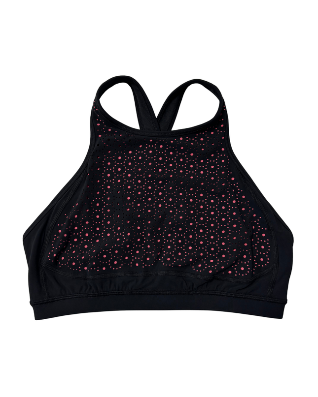 Lululemon Black/Pink High-Neck Perforated Sports Bra