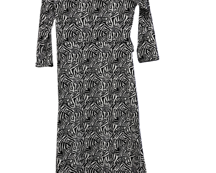 Michael Kors Black and White Zebra Print Long Sleeve Midi Dress