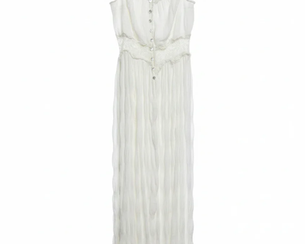 GB White Lace Trim Button-Front Jumpsuit W/Tags