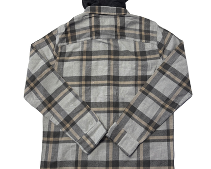 Hollister Grey Plaid Hooded Flannel Shirt