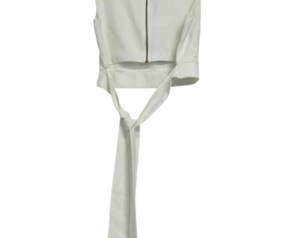 Danoff White Sleeveless Tie-Waist Crop Top
