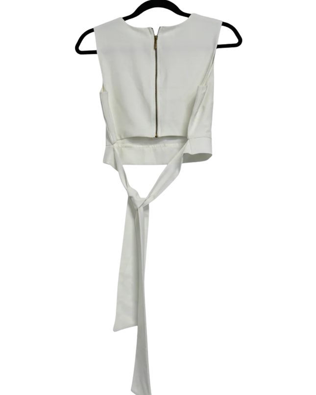 Danoff White Sleeveless Tie-Waist Crop Top