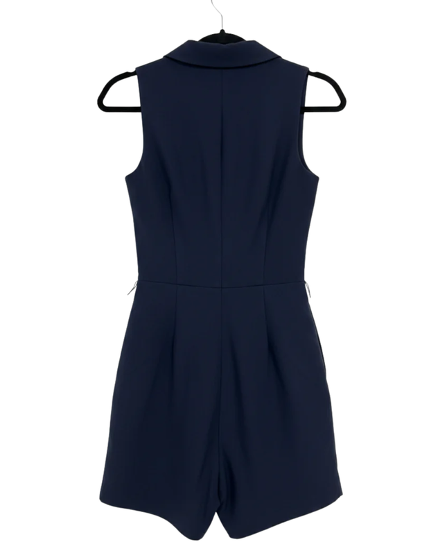 H&M Navy Blue Sleeveless Shawl Collar Romper