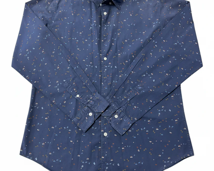 SPRINGFIELD Blue Printed Stretch Fit Long Sleeve Shirt