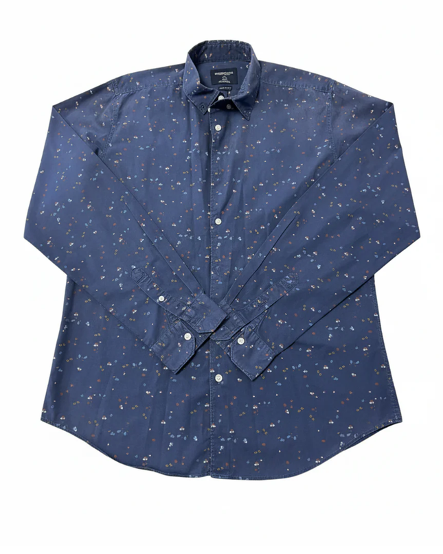 SPRINGFIELD Blue Printed Stretch Fit Long Sleeve Shirt
