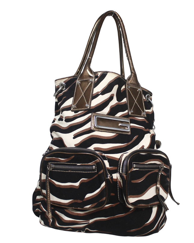 Guess Zebra Print Multi-Pocket Shoulder Bag