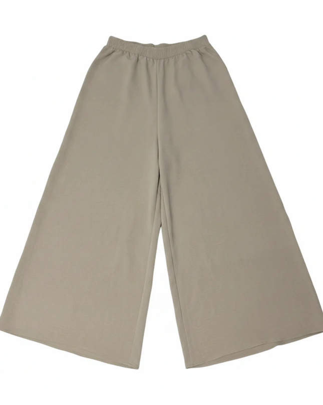 ZARA Beige Wide-Leg Elasticated Flowy Pants