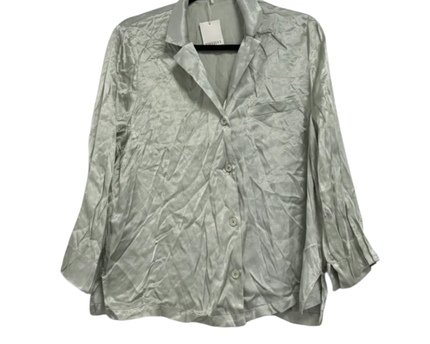 Oysho Sage Green Silky Viscose Button-Down Blouse W/Tags