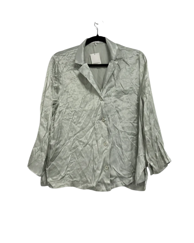 Oysho Sage Green Silky Viscose Button-Down Blouse W/Tags
