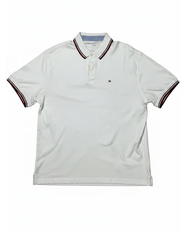 Tommy Hilfiger White Tipped Short Sleeve Polo Shirt