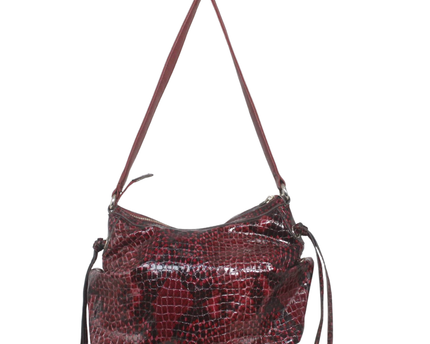 Guess Burgundy Snake Embossed Faux Leather Shoulder Bag