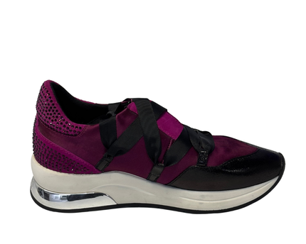 Liu Jo Purple Satin Ribbon and Crystal Embellished Sneakers