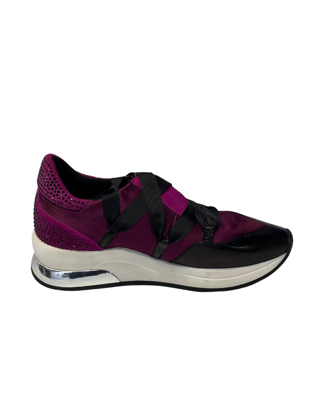 Liu Jo Purple Satin Ribbon and Crystal Embellished Sneakers