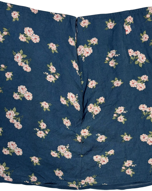 American Eagle Blue Floral Print Viscose Mini Skirt