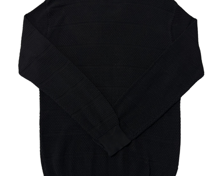 Lacoste Black V-Neck Waffle Knit Sweater