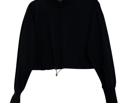 XOXO Black Long Sleeve Drawstring Hem Crop Top