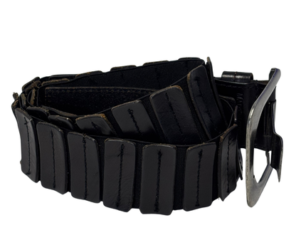 Chic Black Elasticated Segmented Panel Waist Belt