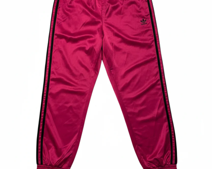 Adidas Pink Satin 3-Stripe Track Pants