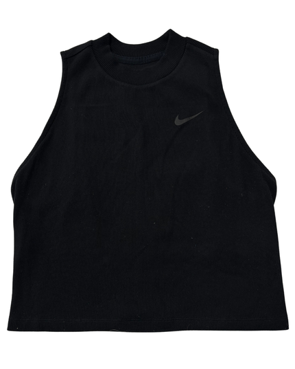 Nike Black Ribbed Mock Neck Cropped Tank Top