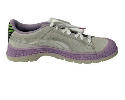 Puma Grey and Purple Suede Platform Trace Sneakers